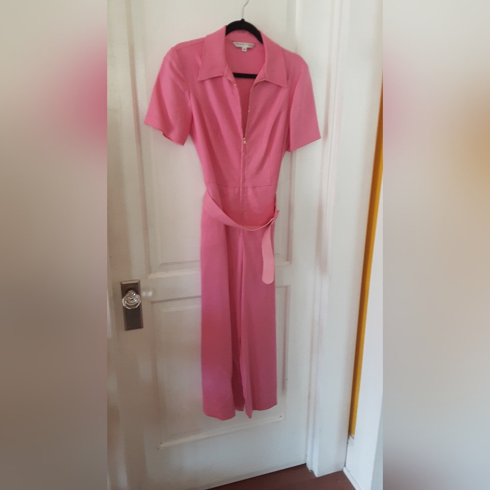 Trina Turk Pink Zip Front Jumpsuit